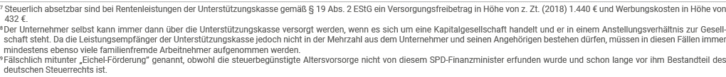 7  Steuerlich absetzbar sind bei Rentenleistungen der Unterstützungskasse gemäß   19 Abs  2 EStG ein Versorgungsfreib   