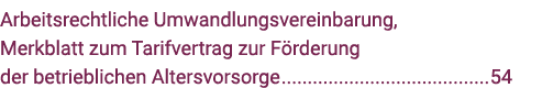 Arbeitsrechtliche Umwandlungsvereinbarung, Merkblatt zum Tarifvertrag zur Förderung der betrieblichen Altersvorsorge 54