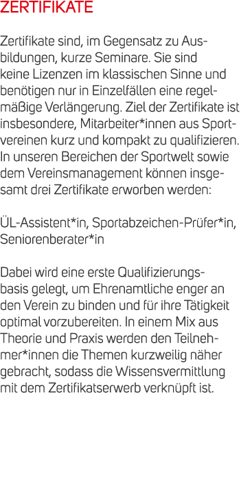 ZERTIFIKATE Zertifikate sind, im Gegensatz zu Ausbildungen, kurze Seminare. Sie sind keine Lizenzen im klassischen Si...