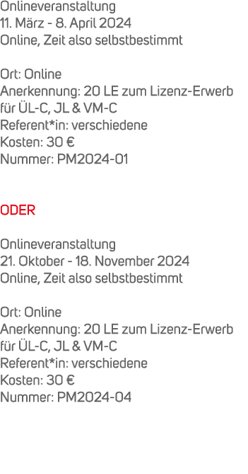 Onlineveranstaltung 11. M rz 8. April 2024 Online, Zeit also selbstbestimmt Ort: Online Anerkennung: 20 LE zum Lizenz...