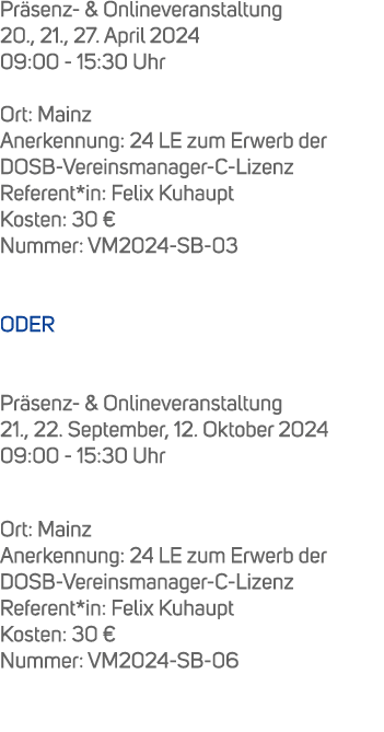 Pr senz & Onlineveranstaltung 20., 21., 27. April 2024 09:00 15:30 Uhr Ort: Mainz Anerkennung: 24 LE zum Erwerb der D...